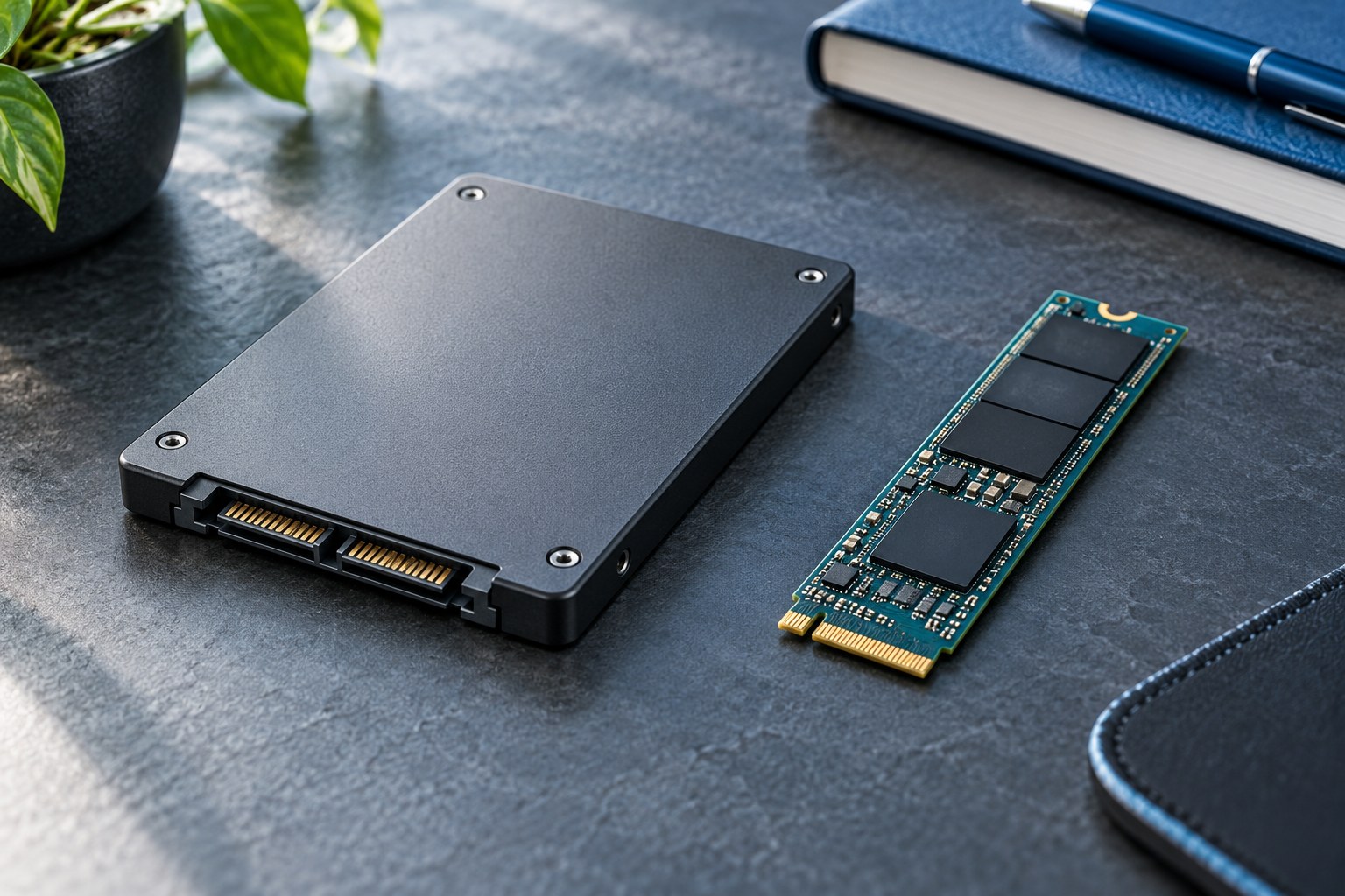 SSD SATA et SSD M.2 côte à côte